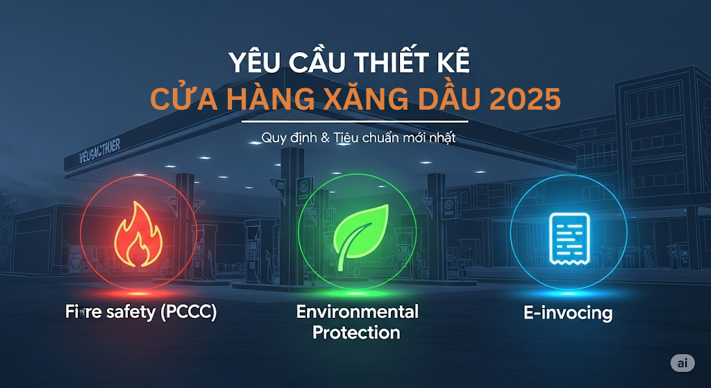 Yêu cầu thiết kế cửa hàng xăng dầu 2025: 5 Nhóm quy định bắt buộc phải biết